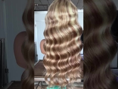 Piano 27/613 warna tubuh gelombang perawan rambut manusia depan renda wig