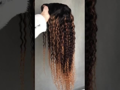 Wig Wanita Gelombang Keriting Panjang 1b/4/27 berwarna Rambut Manusia Wig berbentuk U