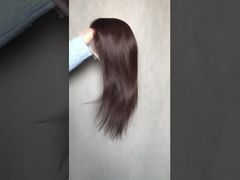 Kerapatan 130% 18 inci Rambut Lurus Tulang 3# Wig Renda Rambut Manusia Penuh