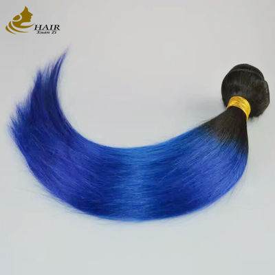 Gadis mentah Brazil Ombre Ekstensi Rambut Manusia Bundel Biru 1B