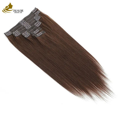 Dark Brown 22 inci Clip In Hair Ekstensi Rambut Manusia 100% Perawan 16 Piece