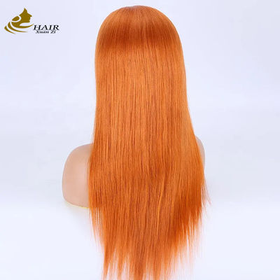 Oranye Realistis Rambut Manusia Wigs Full Lace 27 madu pirang 180% Densitas
