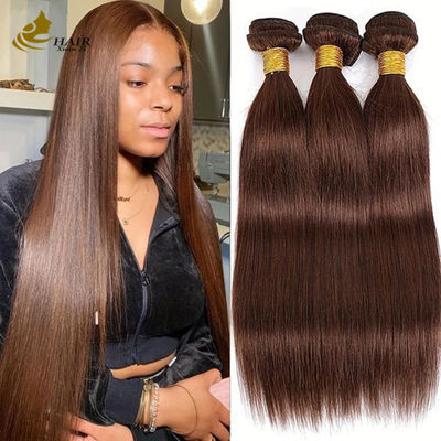 4# Warna cokelat cokelat lurus bundel rambut manusia bundel weft