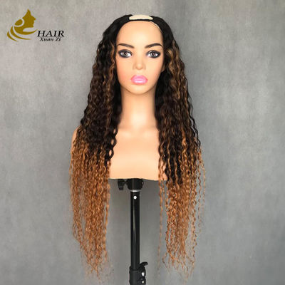 U / V Bagian Wig Rambut Manusia Dengan Klip Super Nyaman