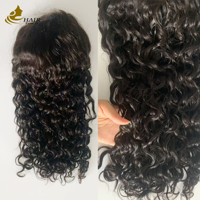Kepadatan 250% 20 inci Gelombang Air Hitam Alami HD 13*6 Wig Renda Penuh Tanpa Lem dengan garis rambut alami