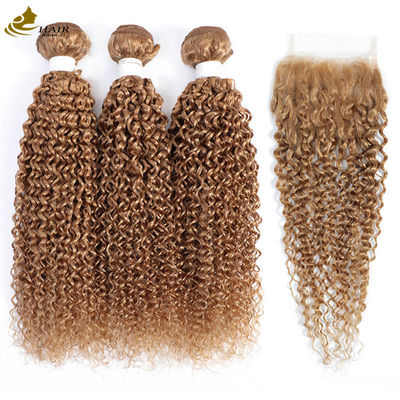 kualitas  27 Colored Weft Ombre Human Hair Extensions Curly Virgin 100g/Bundle pabrik