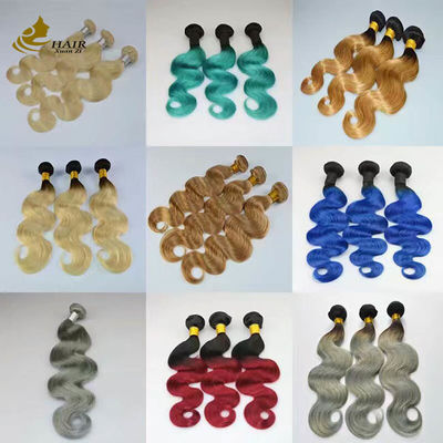 100% Kutikul Manusia Selaras 613 Virgin Ombre Ekstensi Rambut Manusia ODM