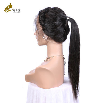 Rambut Manusia Disesuaikan Bagian Depan Wig renda alami Hitam Rambut Manusia lurus Wig