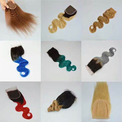 Customized Bulk Curly Human Hair Ombre Extensions Bundle Dengan Penutupan