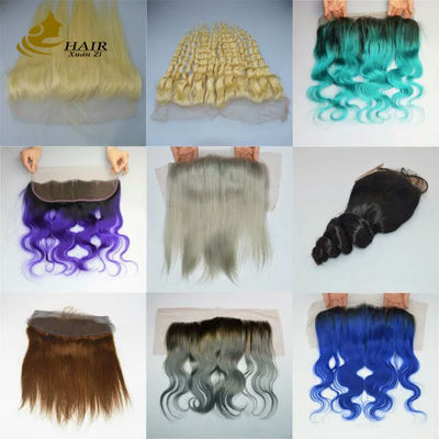 Customized Bulk Curly Human Hair Ombre Extensions Bundle Dengan Penutupan