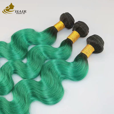 Hijau halus Ombre Ekstensi Rambut Manusia 8 Inch-30 Inch