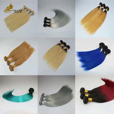 Hijau halus Ombre Ekstensi Rambut Manusia 8 Inch-30 Inch