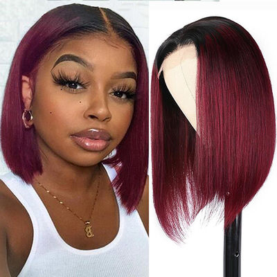 Warna Disesuaikan Bob Wig Rambut Manusia Wig Rambut Brasil Wig Bagian Depan renda