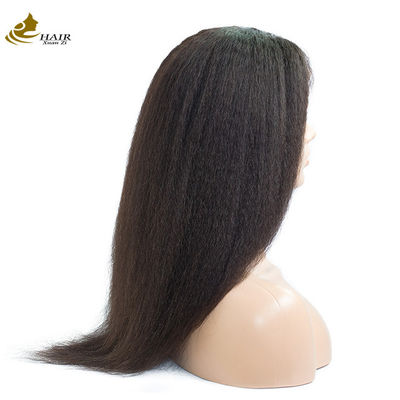 Kinky lurus disesuaikan rambut manusia wig 13 * 4 Bagian depan renda rambut manusia wig