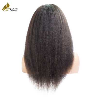 Kinky lurus disesuaikan rambut manusia wig 13 * 4 Bagian depan renda rambut manusia wig