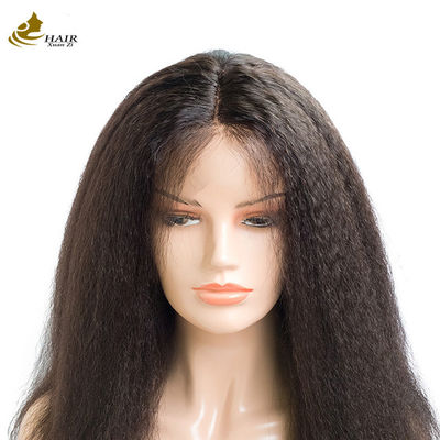 Kinky lurus disesuaikan rambut manusia wig 13 * 4 Bagian depan renda rambut manusia wig