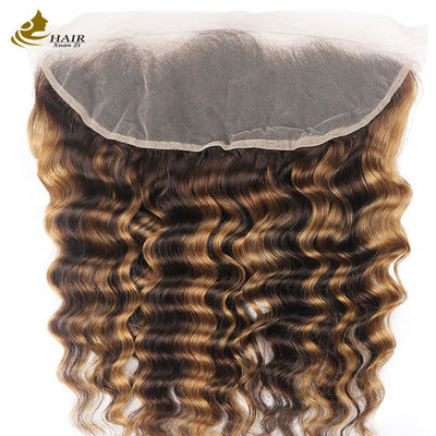 Piano 4/27 Deep Wave Lace Frontal Closure Rambut Brasil Transparan 13X4 Closure