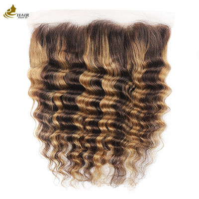 Piano 4/27 Deep Wave Lace Frontal Closure Rambut Brasil Transparan 13X4 Closure
