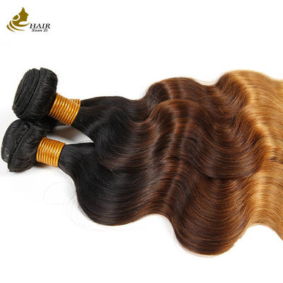 Ombre Body Wave Brazilian Virgin Hair Weave Human Hair Bundles dengan Penutupan