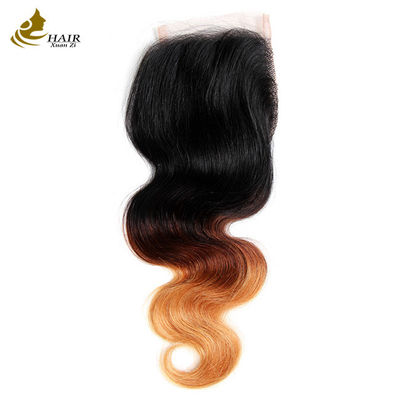 Ombre Body Wave Brazilian Virgin Hair Weave Human Hair Bundles dengan Penutupan