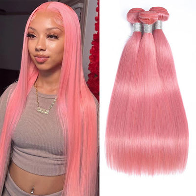 100% Pabrik Grosir Unprocessed Pink Human Hair Weaves Bundles