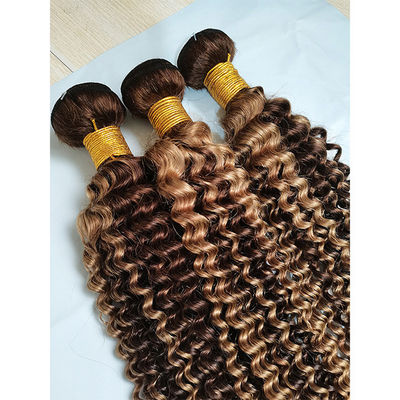 Rambut Kinky Curl Bundles P4/27 Ombre Ekstensi Rambut Manusia Weft Rambut