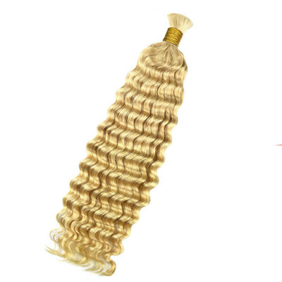 Double ditarik Deep Wave Human Hair Bulk Untuk Peletakan 613 Warna Blonde