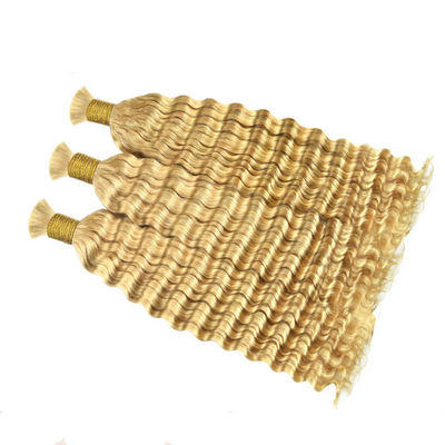 Double ditarik Deep Wave Human Hair Bulk Untuk Peletakan 613 Warna Blonde