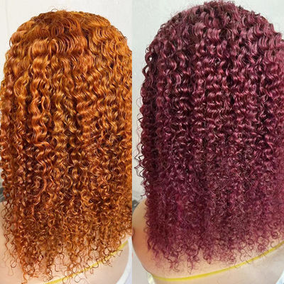 Warna Bob Bagian Depan Wig renda 13X4 Bagian Depan Wig renda Curl rambut manusia Wig renda 180%