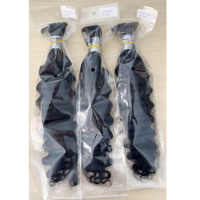 Double ditarik Deep Wave Human Hair Bulk untuk memintal Hitam alami
