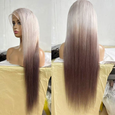Wig Eropa Baru Purple Long Gradient Cahaya Grey Bagian Depan Wig renda