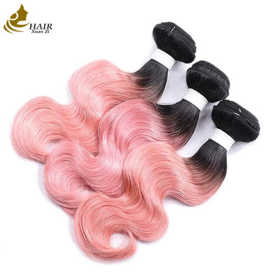 Harga Pabrik Rambut Manusia Perawan India mentah 1b/Rambut Manusia Bundel Body Wave Warna Pink