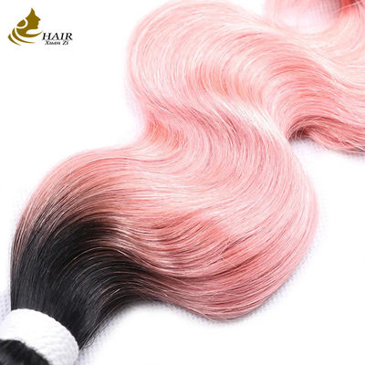 Harga Pabrik Rambut Manusia Perawan India mentah 1b/Rambut Manusia Bundel Body Wave Warna Pink