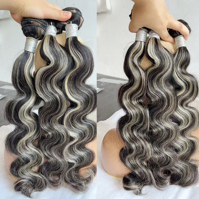 Bundel tenun ekstensi rambut manusia Ombre grosir lurus Brasil yang belum diproses