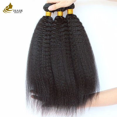 Brazil Menenun Yaki Rambut Manusia Lurus Kinky Rentang Bundel tebal Bundel