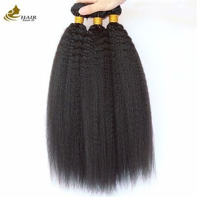 Brazil Menenun Yaki Rambut Manusia Lurus Kinky Rentang Bundel tebal Bundel