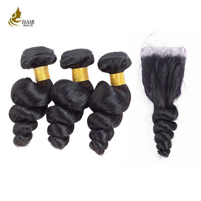 Rambut Brazilain Rambut Manusia Rambut Lolos Rambut Gelombang dengan Penutupan