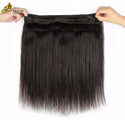 Rambut Weft Manusia Perawan Remy Rambut Bundle Lurus Ganda Ditarik Hitam Alam