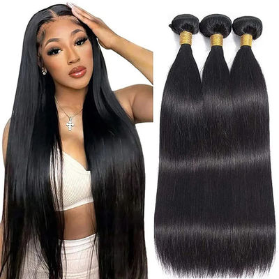 Rambut Weft Manusia Perawan Remy Rambut Bundle Lurus Ganda Ditarik Hitam Alam