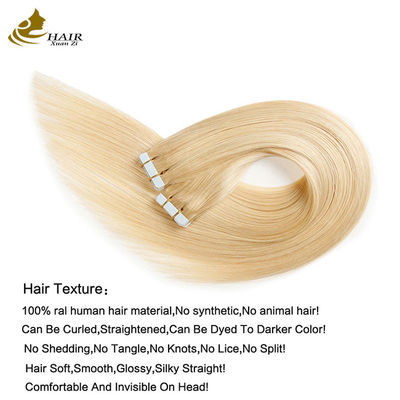 Remy Human Skin Weft Tape Hair Extensions Double Faced Russian Tape 8"-30" Panjang Disesuaikan