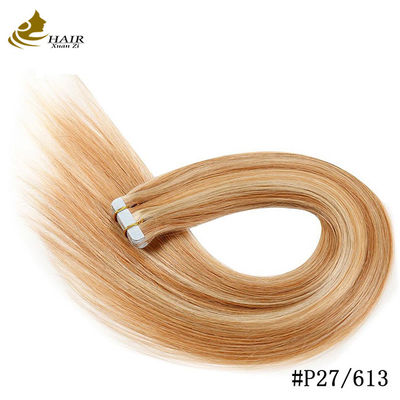 Remy Human Skin Weft Tape Hair Extensions Double Faced Russian Tape 8"-30" Panjang Disesuaikan