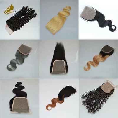 Murah lurus Cina Perawan Rambut Manusia 4X4 13 * 4 Tirai Penutupan