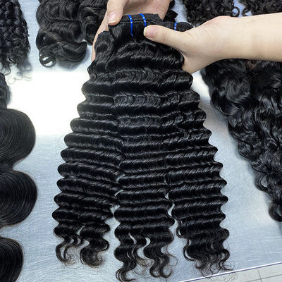 Rambut manusia mentah Deep Wave Virgin Brazilian Hair Bundles