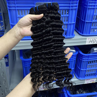 Rambut manusia mentah Deep Wave Virgin Brazilian Hair Bundles