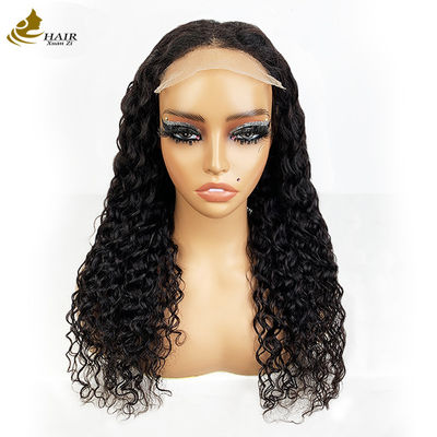 4*4 Frontal renda rambut manusia perawan hitam natural curl wig dengan anti slip strip