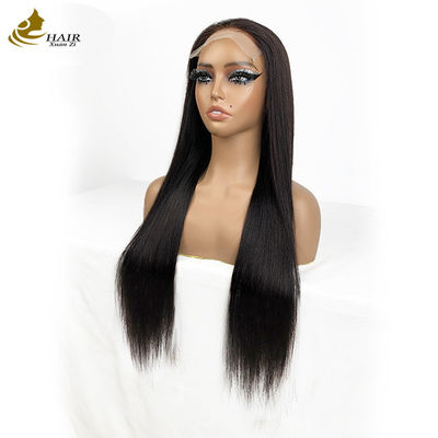 Vendor Grosir 6*6 Fontal renda rambut manusia perawan hitam alami lurus wig dengan anti-slip strip