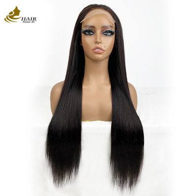 Vendor Grosir 6*6 Fontal renda rambut manusia perawan hitam alami lurus wig dengan anti-slip strip