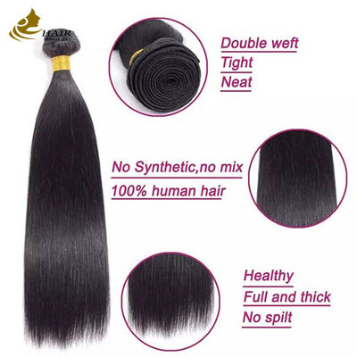 Tidak Menumpahkan Perawan Rambut Manusia Rambut Lurus Mesin Weft Rambut Ganda Weft