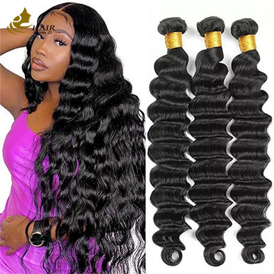 Tangle Free Gradient Deep Wave Virgin Human Hair Bundles Ekstensi