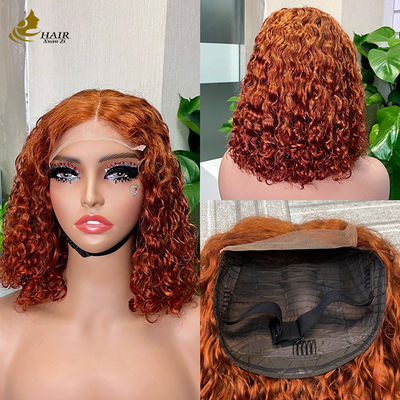 Pemula ramah gelombang air minimalis renda tanpa lem pendek keriting wig